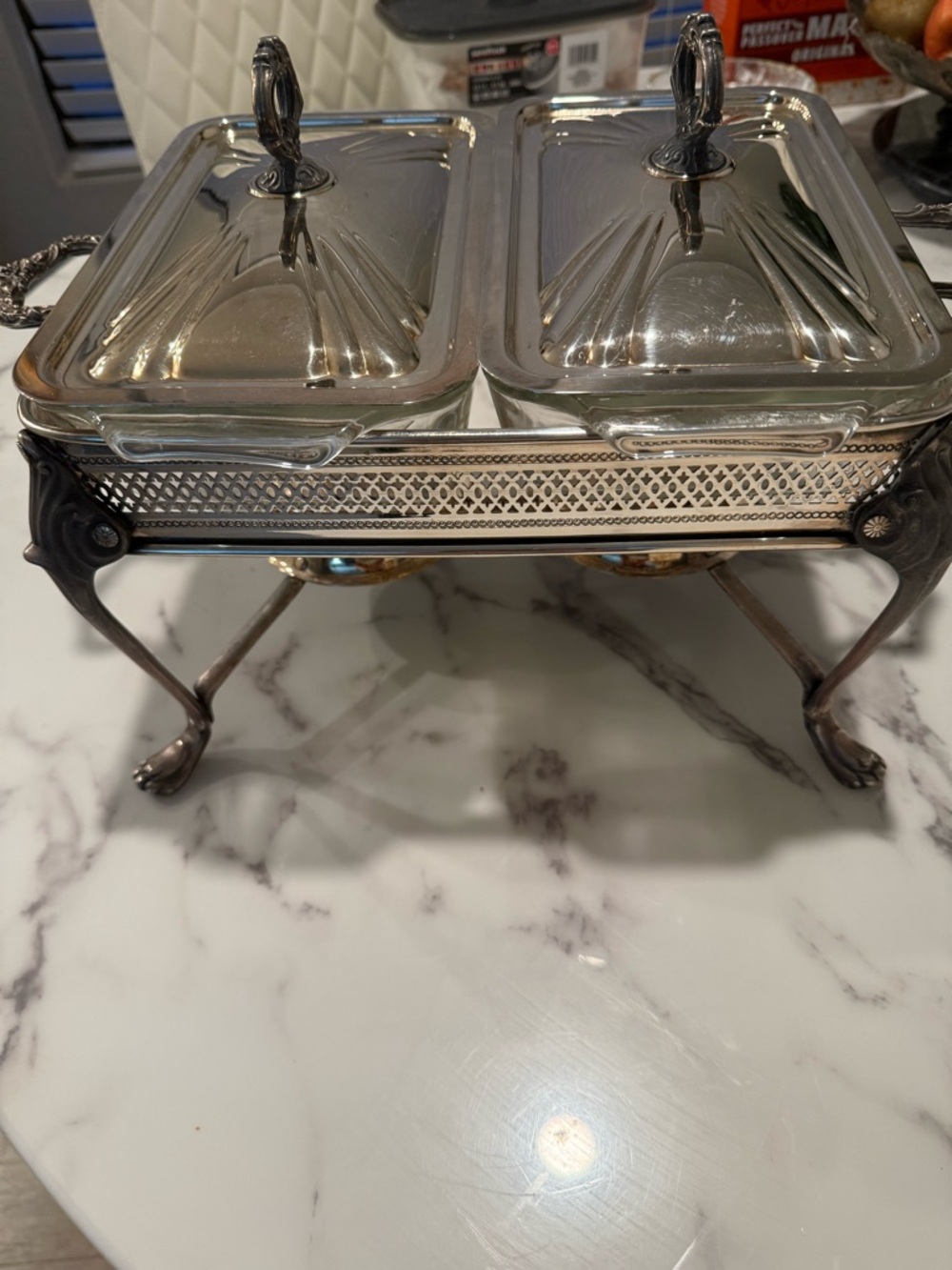 Silver Double Chafing Dish Buffet Server - Elegant Home Dining